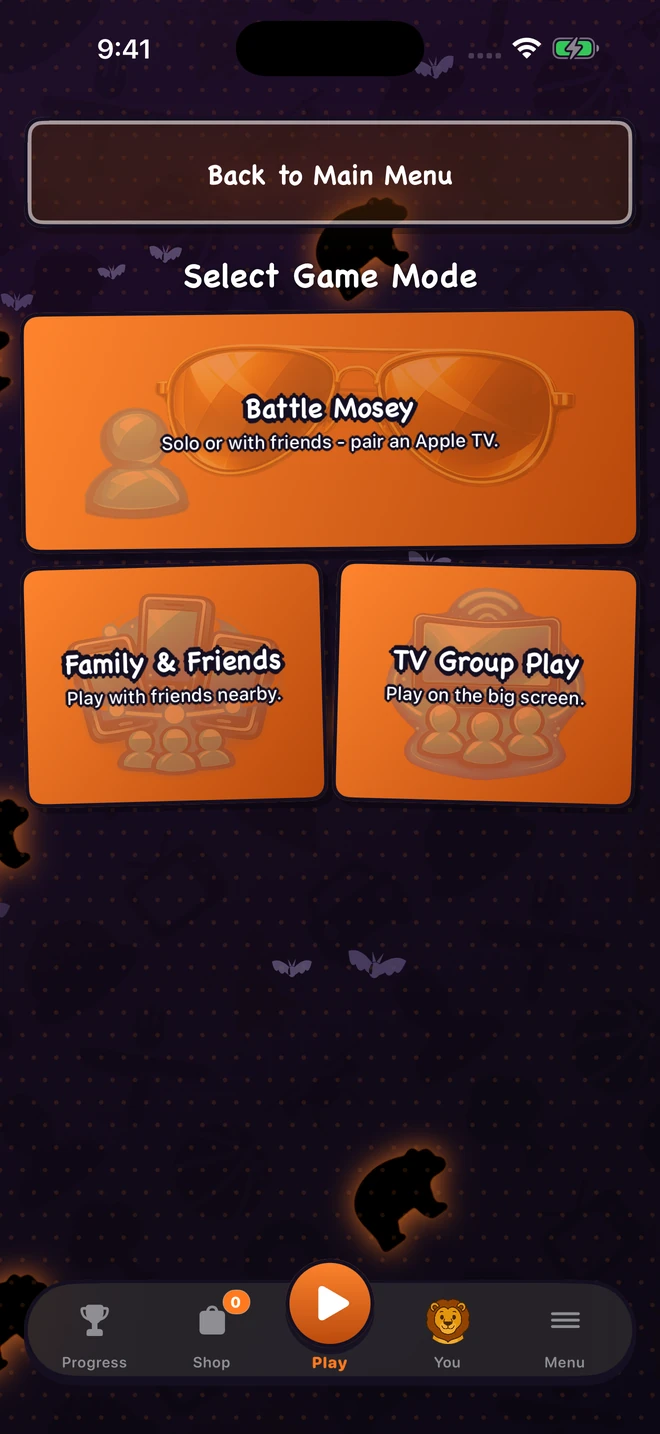 Choose a game mode in the Halloween theme