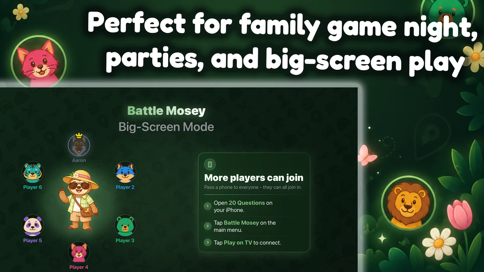 2Q on Apple TV: Battle Mosey big-screen mode lobby