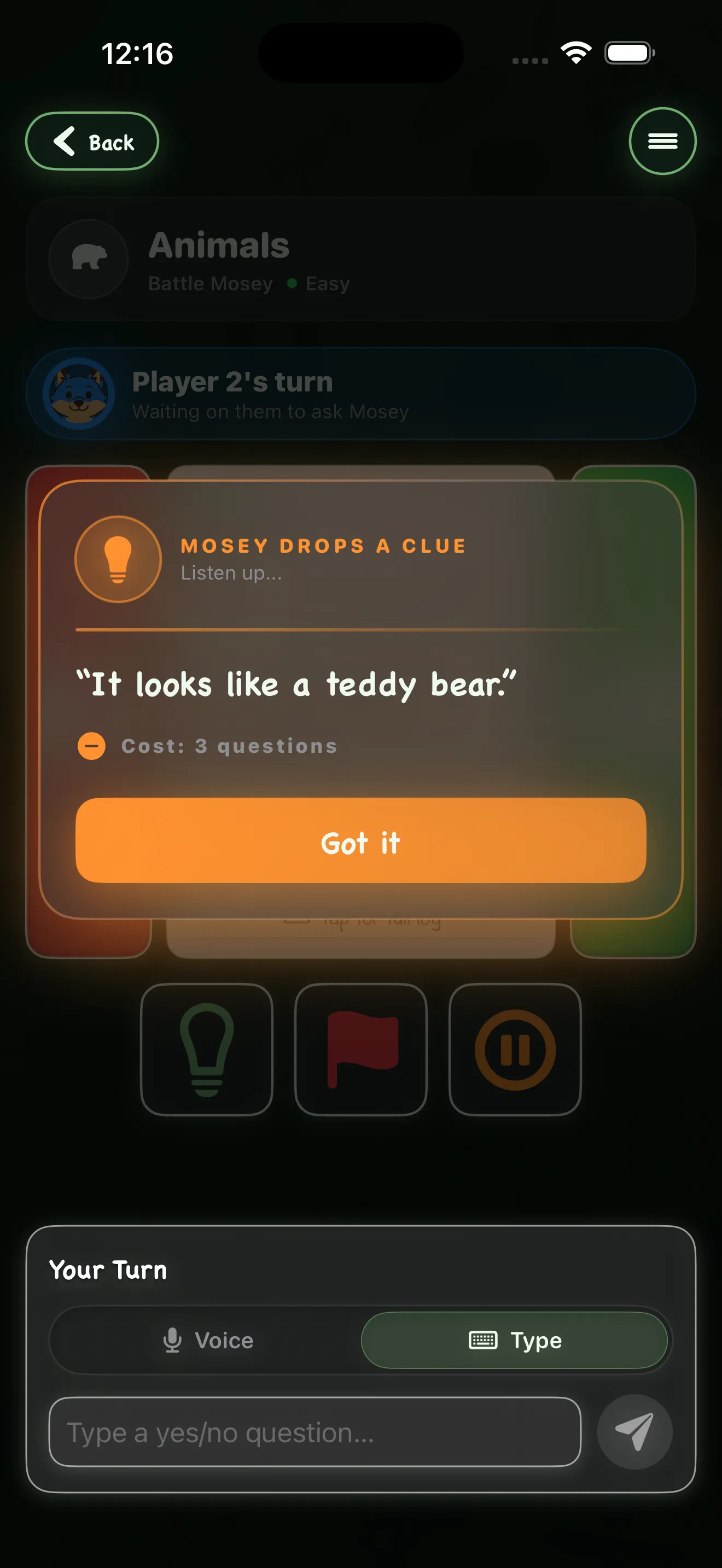 Mosey drops a clue: It looks like a teddy bear