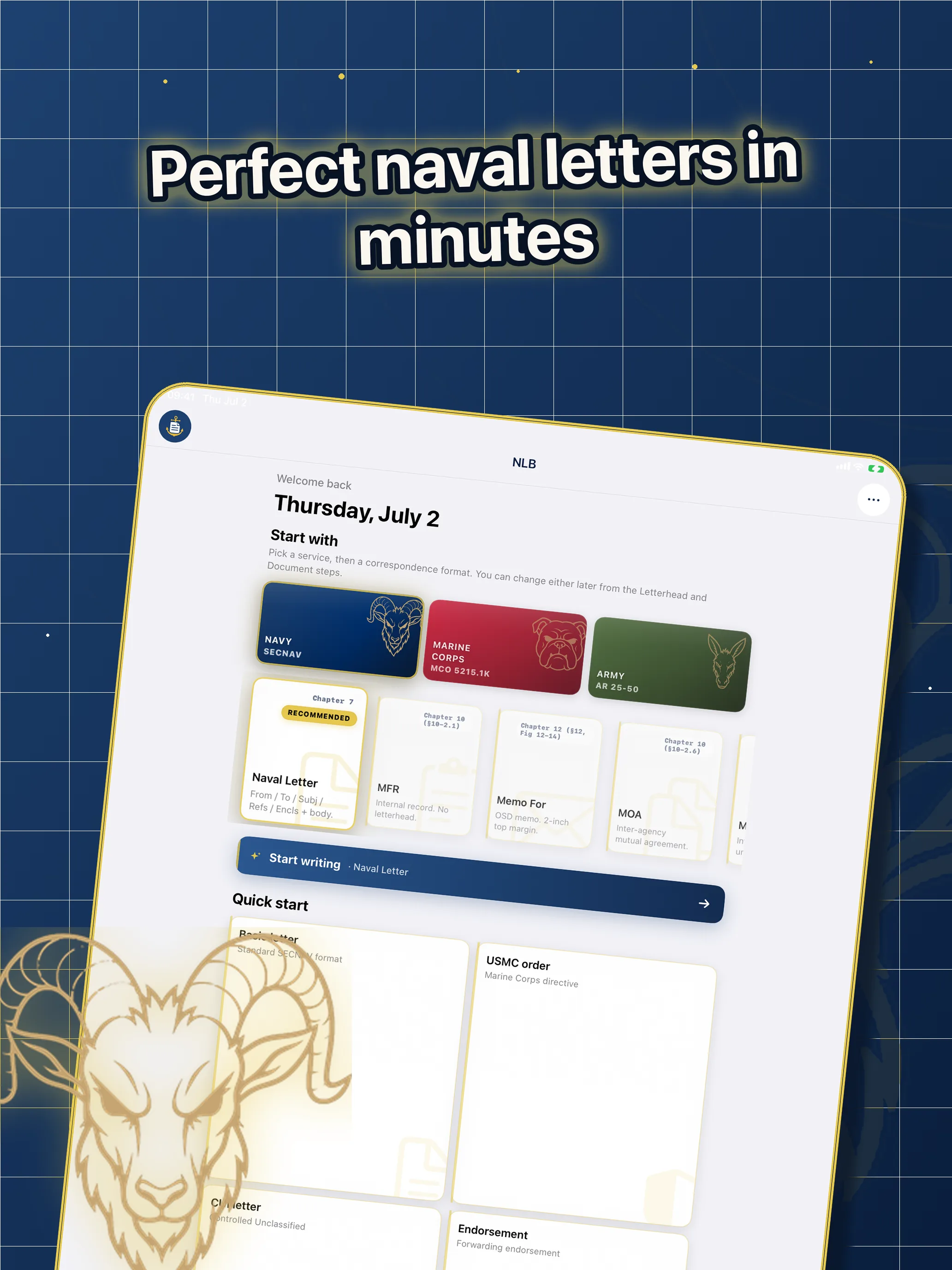 iPad hero: perfect naval letters in minutes