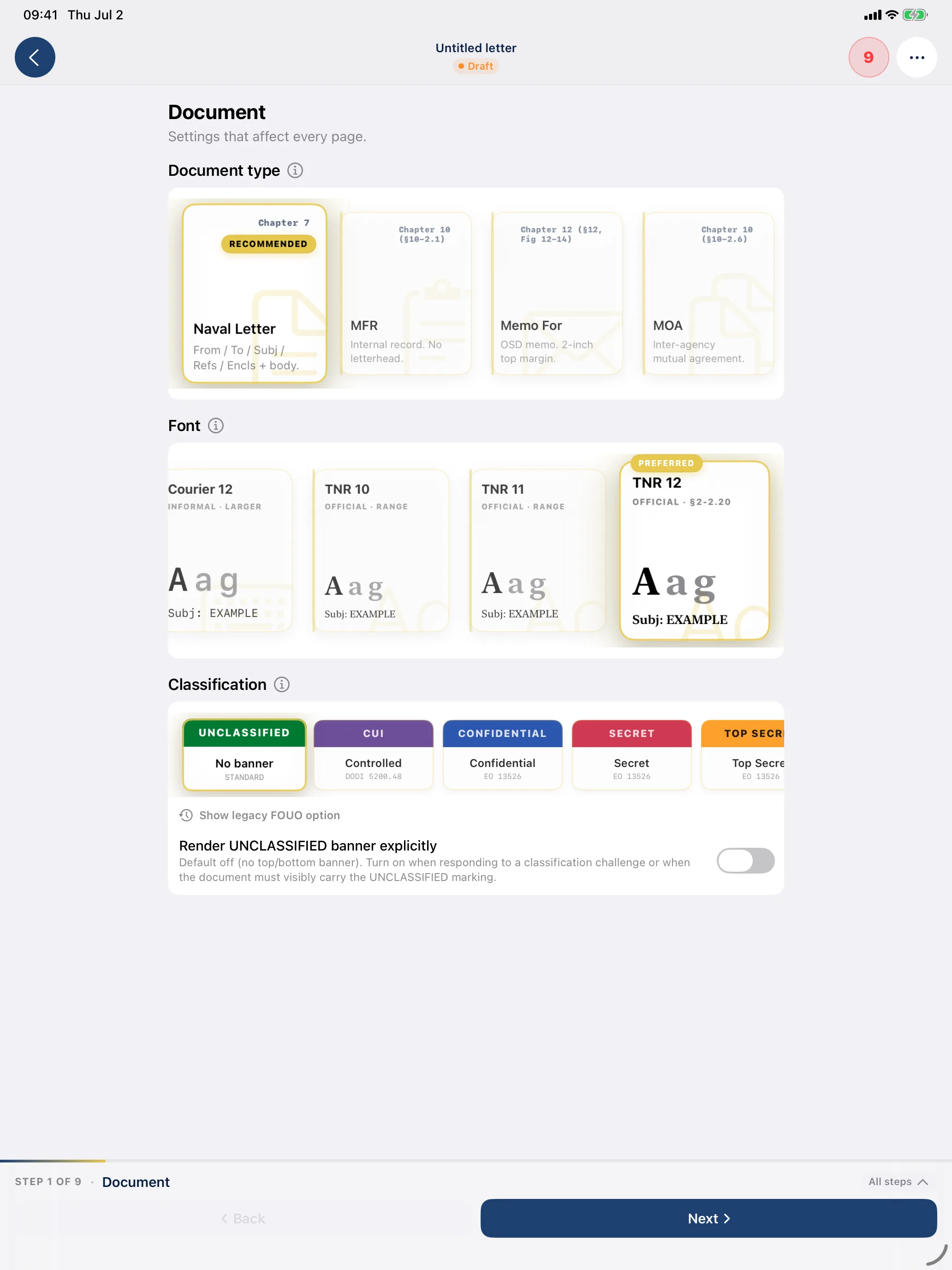 iPad document format picker