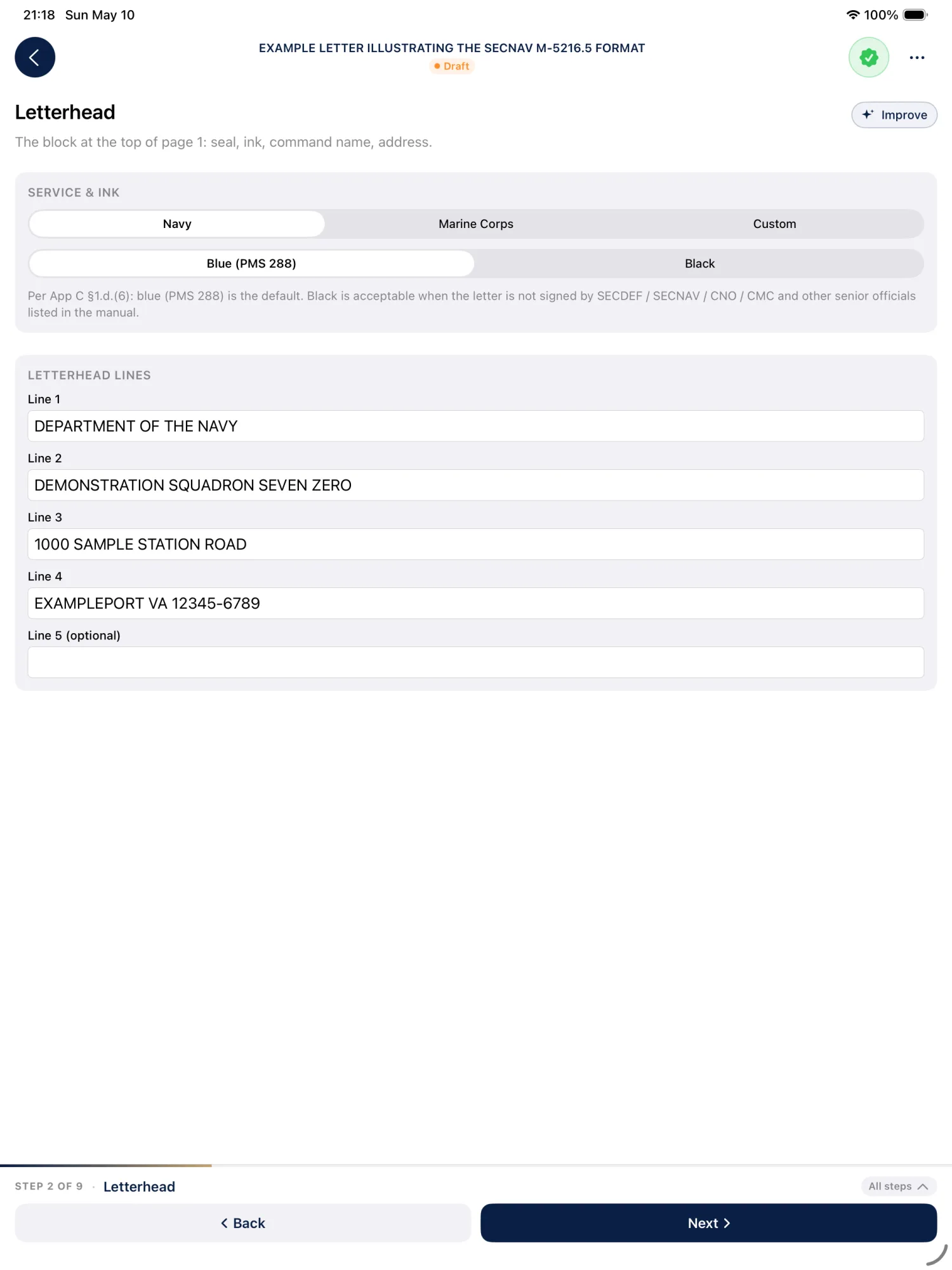 iPad letterhead
