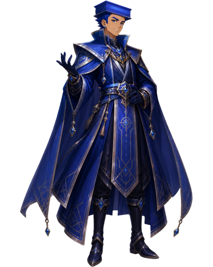 Sub, the Reaper, in dark robes marked with minus signs