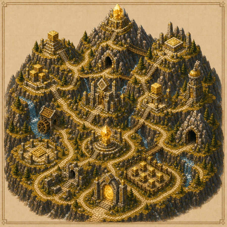 The Exponent Peak, an isometric world map
