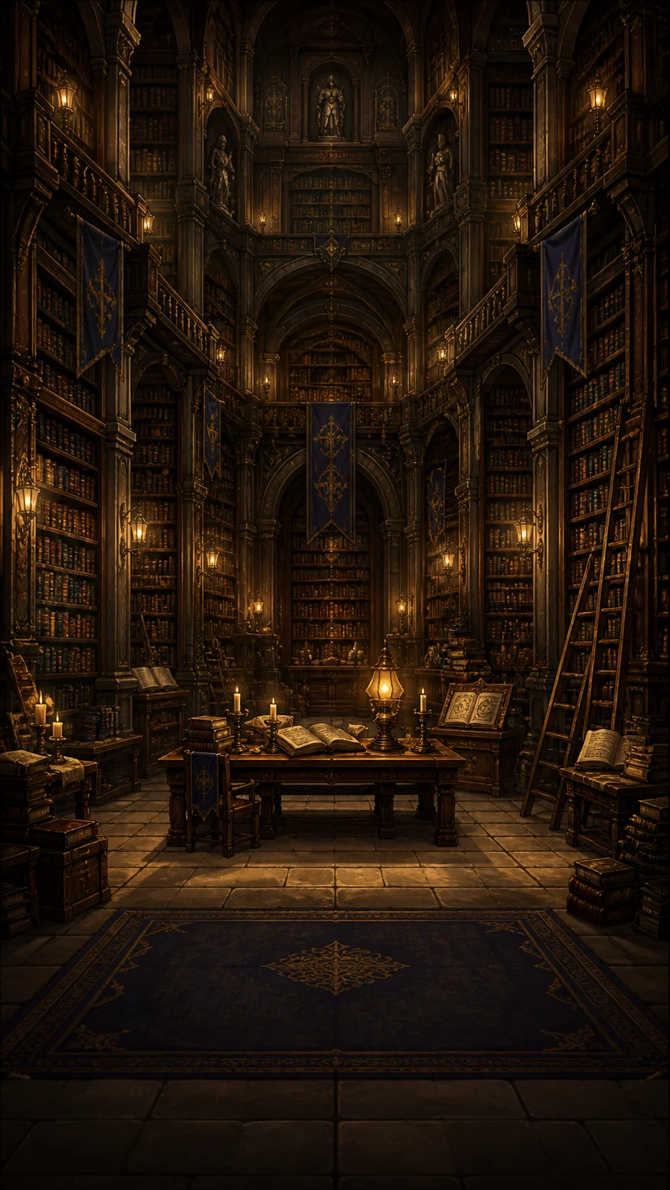 A warm, lamplit library where the Chronicle is read