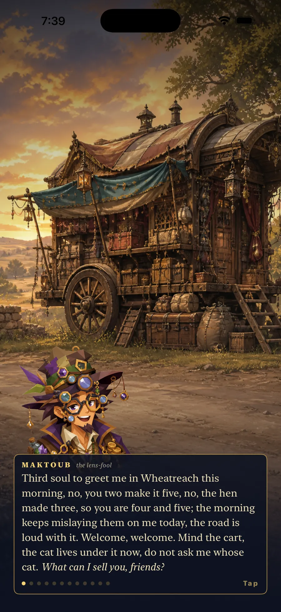 Numera Saga merchant caravan where Maktoub narrates the Chronicle