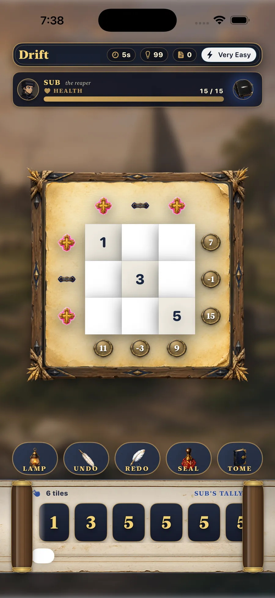 Numera Saga calm number puzzle with row and column targets