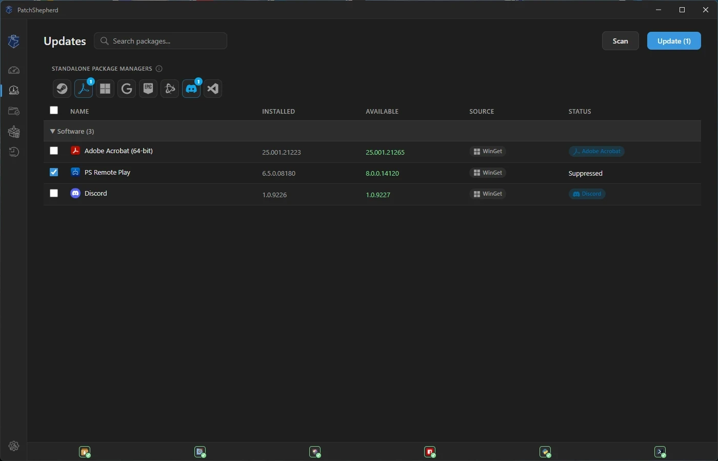 PatchShepherd updates view with multi-source package managers