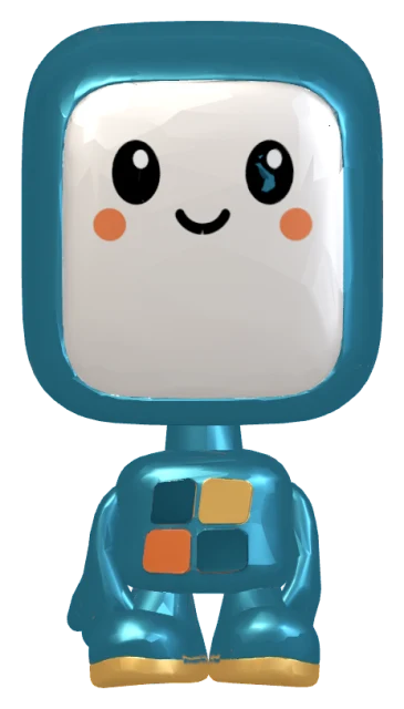 Pip, the SumSquare mascot, a small teal character with a rounded square head and a friendly face