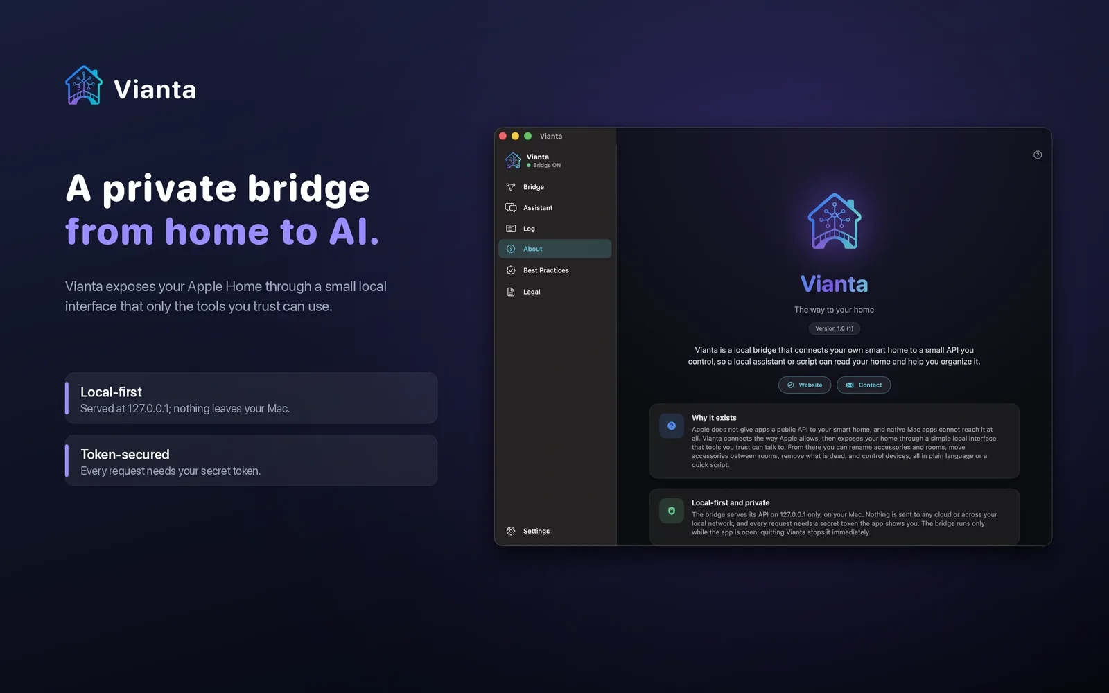 Vianta on macOS: a private local bridge from your Apple Home to AI